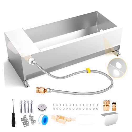 GHWMYD Automatic Water Trough for Livestock, Large Capacity Dog Water Dispenser with Drain Plug, Stainless Steel Drinking Water Bowl with Float Valve Kit for Goat Horse Pig Dog Poultry, Outdoor Use