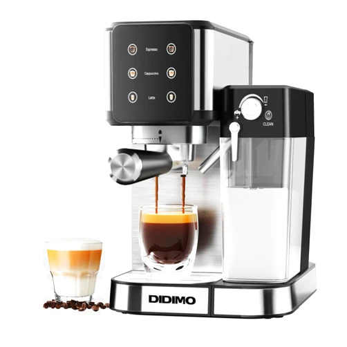 DiDimo Espresso Machine, 20-BAR Pump Cappuccino Machine with Built-In Milk Frother, Stainless Steel Latte Machine, One-Touch Single or Double Shot for Cappuccinos and Lattes, 1.3L Water Reservoir