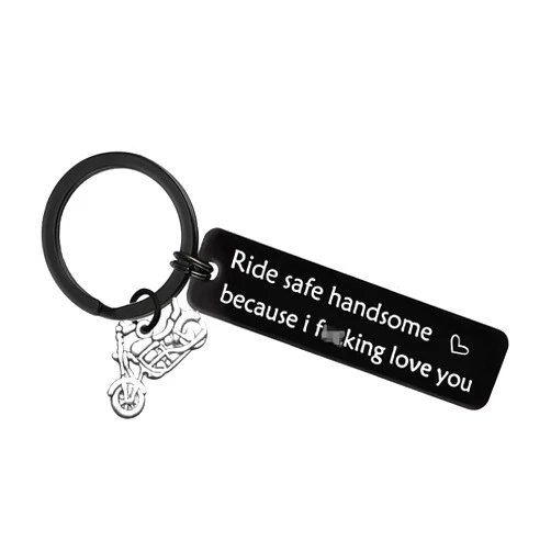 Vadaka Biker Gift Keychain Keyring Valentine's Day Keychain for Boyfriend Ride Safe Keychain Motocycle Keychain Gift for Biker Ride Safe Handsome Because I Love You Keychain New Driver Gift Birthday Gifts