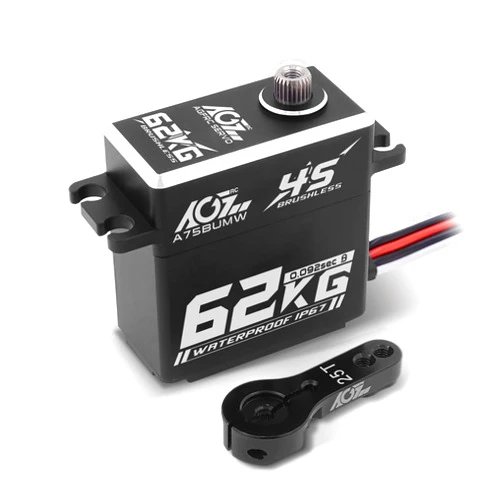 AGFRC 62KG Waterproof Steering-Servo-Motor High-Torque - 16.8V Full Metal Gear Brushless Digital RC Servo for 1/10 1/8 RC Car, Control Angle 180° (A75BUMW)