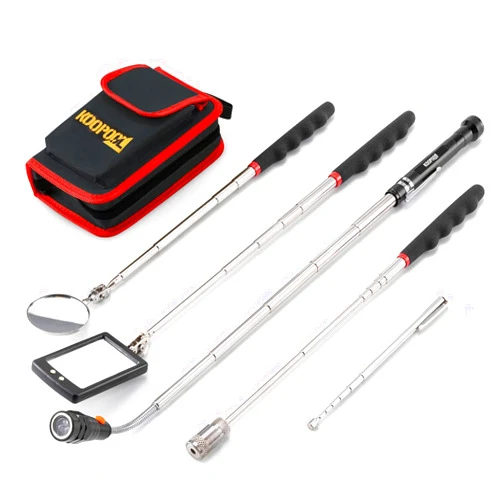 KOOPOOL Telescoping Magnetic Pickup Tool Set, Stocking Stuffers, Extendable Magnet Flashlight with Inspection Mirror-Cool Gadgets Gifts Idea & Christmas Gifts for Men, Him, Husband, Handyman, Mechanic