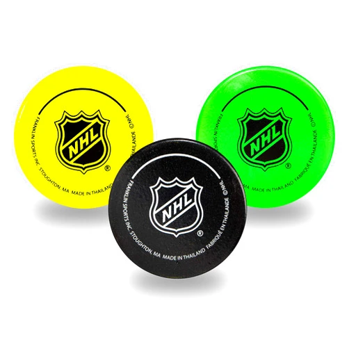 Franklin Sports Mini Foam Hockey Pucks - Indoor Knee Hockey Pucks for Kids - 3 Soft Foam Pack - Assorted Colors