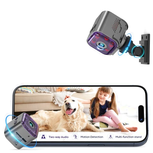 KOLHOFFR Spy Camera Hidden Camera with Audio/Video, Mini Wireless Camera with Phone App, Two-Way Audio, Night Vision, Motion Detection, Real Time Recording Surveillance