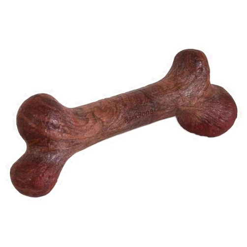 Pet Qwerks Dinosaur BarkBone - Nylon Dog Bone for Aggressive Chewers - Bacon Flavor - 9.75
