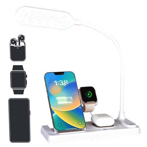 Ottlite LED Desk Lamp with Multi-Device Charging Station, White