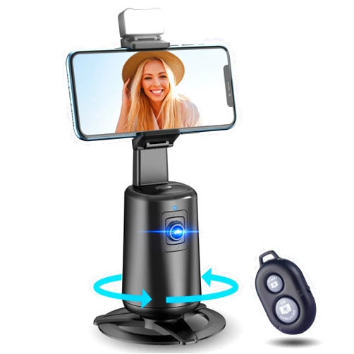 Jiangler Auto Face Tracking Tripod 360° Rotating Auto Tracking Phone Stand, No App, Phone Camera Stand with Remote and Gesture Control, Rechargeable Smart Shooting Stand for Live Video Recording Tiktok