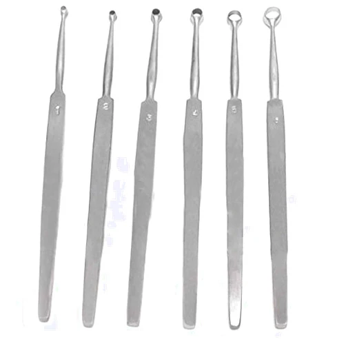 PRECISE CANADA Fox Dermal Curettes Dermatology 1mm-6mm ENT 6 Pcs Stainless Steel Instruments