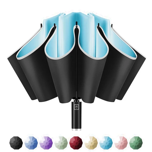 Yoobure Inverted Travel Umbrella, Automatic Umbrellas for Rain, Windproof Compact Umbrella with Reflective Stripe, Folding Sun Umbrella UV Umbrella, Portable Large Umbrella for Backpack, Lightweight