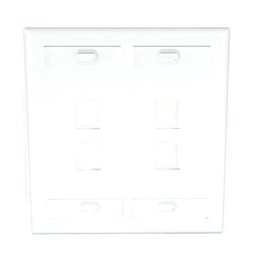 Leviton 42080-4WP 4-Port Dual Gang QuickPort Wallplate with ID Windows, White
