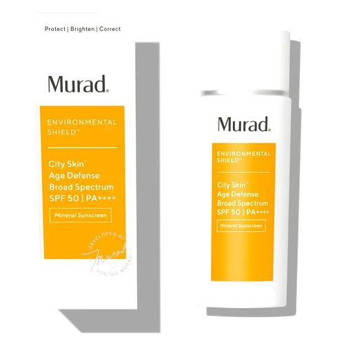 Murad Environmental Shield City Skin Age Defense Broad Spectrum SPF 50-100% Mineral Sunscreen - Blue Light Defense - SPF 50 Environmental Defense Sunscreen - Light Sunscreen for Face