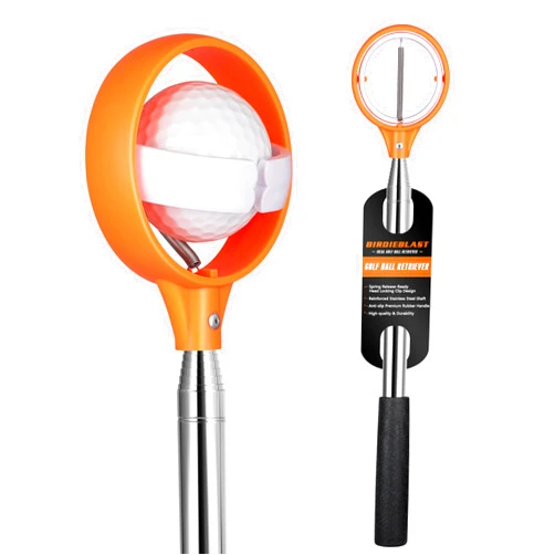 BIRDIEBLAST Professional Golf Ball Retriever Telescopic for Water, 9Ft/12Ft/16.3Ft/20Ft Stainless Steel Golf Ball Retriever with Spring Release-Ready Head Locking Clip