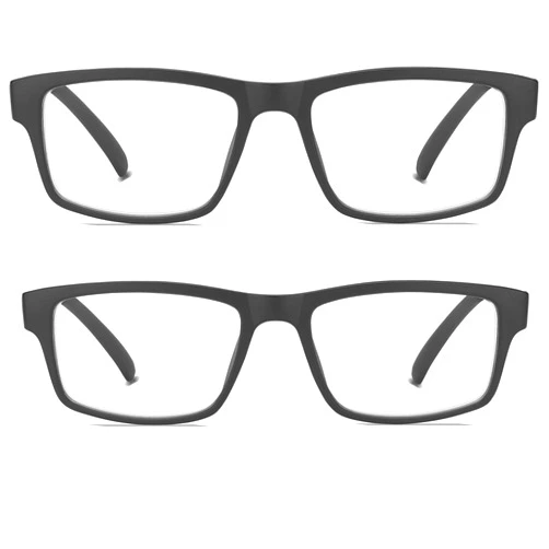Kitchasy 2 Pack Reading Glasses, Unbreakable Blue Light Blocking Reading Glasses,Filter UV Ray/Glare Computer Readers, Stylish Lightweight Spring Hinges Eyeglasses for Women Men(2-pack Black,2.5)