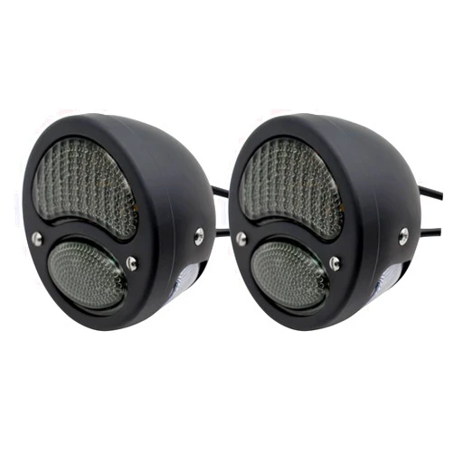 FATECIM 2Pcs Vintage Duolamp LED Tail Light 12V Rear Stop Indicator with Turn Signals and License Plate Lamp Smoke Lens Universal for Ford Model A Hot Street Rat Rod Classic Custom Cars Trucks (Black)