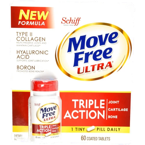 Schiff Move Free Ultra Type II Collagen Hyaluronic Acid Boron Tripe Action Tablets (60 ct) 60 Count (Pack of 1)