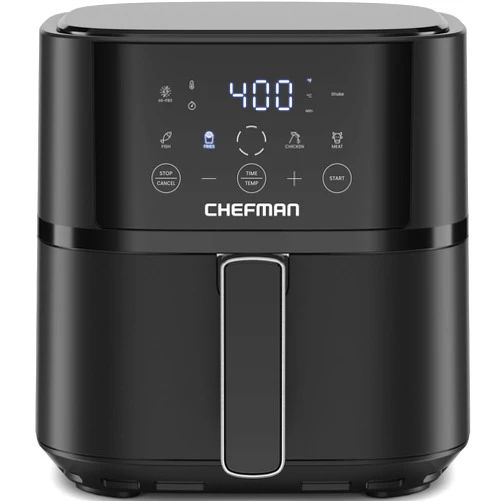 Chefman Air Fryer – 4 QT Compact Airfryer for Quick & Easy Meals in Minutes, Features Hi-Fry Technology for Extra Crisp, Touchscreen Controls with 4 Presets, Nonstick & Dishwasher Safe Basket - Black