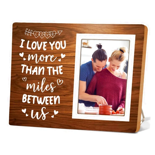 Itsoly Love Picture Frame, Gifts for Girlfriend Boyfriend, Couples Picture Frame for Him or Her, Long Distance Relationships Gifts, I Love You More Than The Miles Between Us12P047