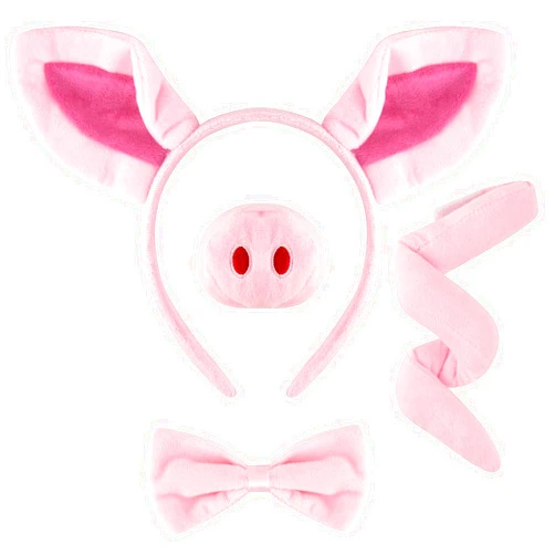 Mototo 4 Pieces Pig Costume Set Pig Ears Headband Pig Nose Bow Tie Pig Tail Fancy Animal Cosplay Pig Costume Pink Animal Costume Accessories for Halloween Christmas Cosplay Animal Dress up Party