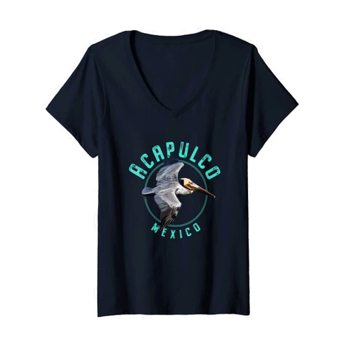 Acapulco Mexico Vacation and Beach Gear Womens Acapulco Mexico V-Neck T-Shirt