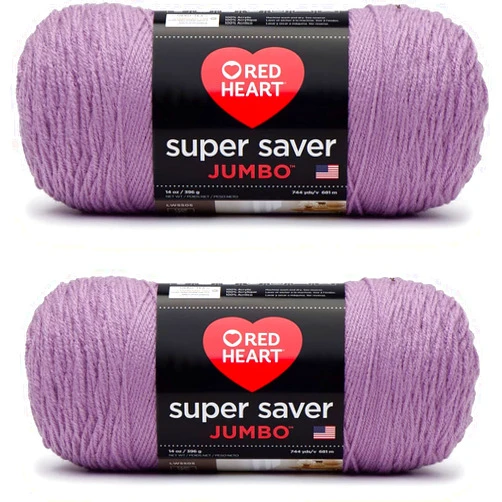 Red Heart Super Saver Jumbo Orchid Yarn - 2 Pack of 396g/14oz - Acrylic - 4 Medium (Worsted) - 744 Yards - Knitting/Crochet