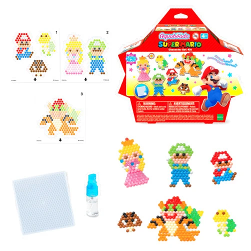 Aquabeads Super Mario Character Set, Complete Arts & Crafts Kit for Children - Over 700 Beads to Create Mario, Luigi, Princess Peach and More