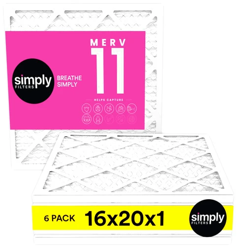 Simply 16x20x1 Air Filter, Merv 11, MPR 1000, 6 Pack, For Home AC Furnace & HVAC (Actual Size: 15.75