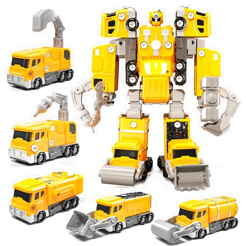 NIPLOOOW Kids Toys for 3 4 5 6 7 8 Year Old - 5 in 1 Construction Vehicles Transform Robot Kids Toys, STEM Building Toddler for Ages 4-8, Boys Toys Age 4-6, Christmas and Birthday Gift for Kids