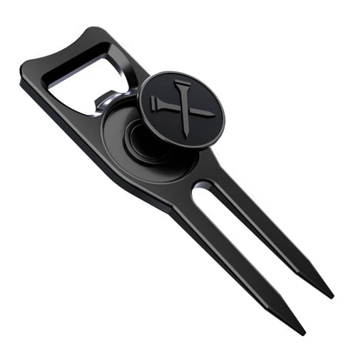 Blue Tees Golf 6-in-1 Premium Divot Tool & Ball Marker - Bottle Opener - Club Tee - Groove Cleaner - Putting Alignment - Designed to Be the Ultimate Tool for the Green - Black