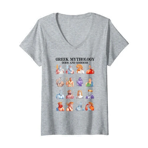 Greek Life Zeus Hera Aphrodite Apollo Ares Hestia Womens Ancient Greek Mythology Greek Gods Goddess Greek Mythologist V-Neck T-Shirt