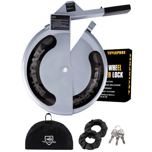 Tevlaphee Steering Wheel Lock Anti-Theft Device Heavy Duty Car Steering Wheel Lock Full Cover Universal Anti Car Theft Device Good Car Security Anti Theft for Cars Truck with 3 Keys(Silver)