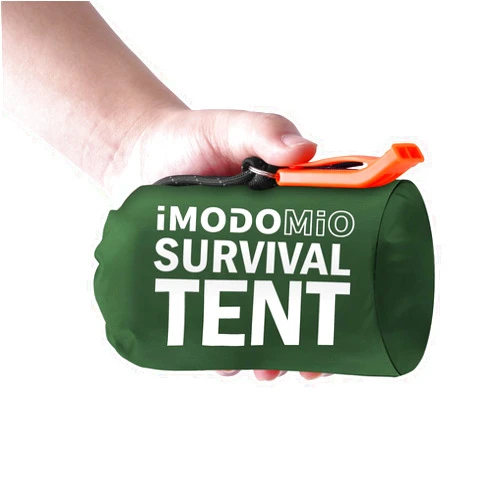 Imodomio Emergency Survival Tent Life Shelter - 2 Person Mylar Emergency Shelter Tube Tent with Emergency Whistle & Paracord, All-Weather Essential Survival Gear for Camping, Hiking & Survival Kits