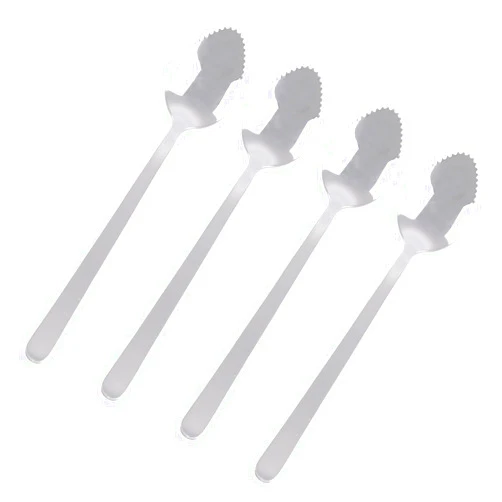 PURPLELILY Stainless Steel Grapefruit Spoons Jagged Grapefruit Spoon Suitable for Citrus Fruits Salads and Desserts Set of 4 Grapefruit Spoons Serrated, Silver
