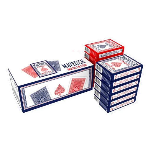 Maverick Playing Cards 12 Pack, Made in USA, New and Improved Quality, Jumbo Index, Red and Blue Decks, Bulk Playing Cards for Poker, Card Games, and Family Game Night