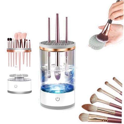 Zusor Electric Makeup Brush Cleaner, 2024 Automatic Spinning Makeup Brush Cleaner, Usb Charging Makeup Brush Cleaner, Brush Cleaner For All Makeup Brush Sizes, Great Gift For Like Makeup Friends (White)