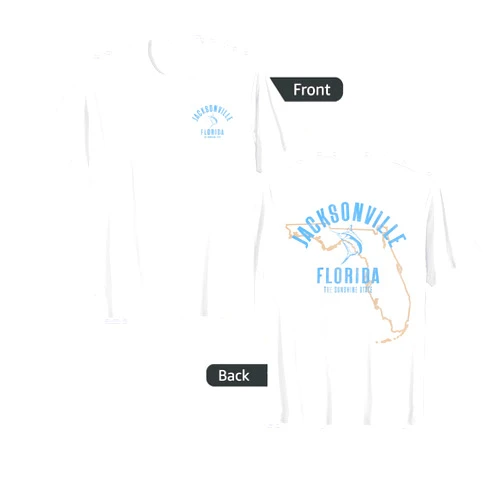 Vintage Surfing Beach Apparel & Gifts Jacksonville Florida FL Retro Vintage Beach Front & Back T-Shirt