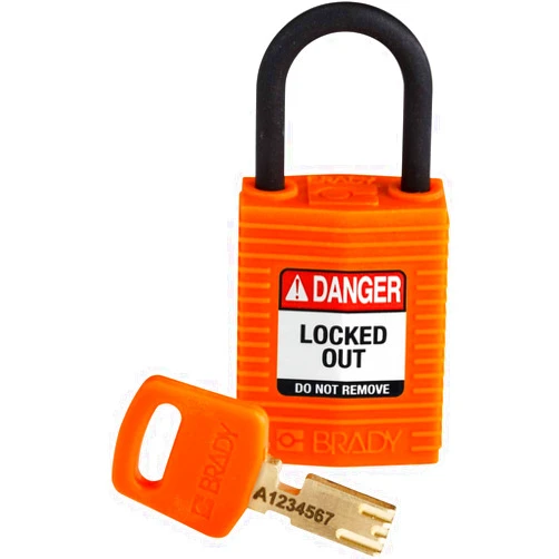 Brady SafeKey Lockout Padlock - Nylon - Orange - 1.0