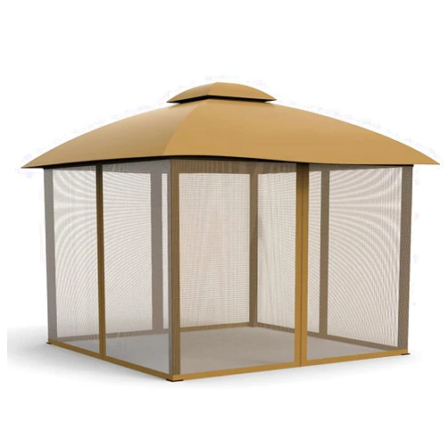 COZYVIDA Gazebo Mosquito Netting Screen 4-Panels Universal Replacement for Patio, Outdoor Canopy, Garden and Backyard (10'x10', Khaki)