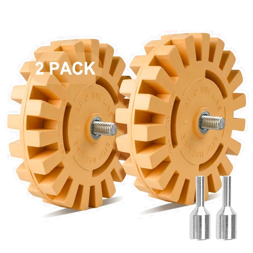 Belinova 2 Pack Decal Remover Eraser Wheel Adhesive Remover with Adapter 4 Inch Rubber Eraser Wheel for Drill Removes Car Decal Vinyl Tape Graphics Pinstripe Sticker Remover