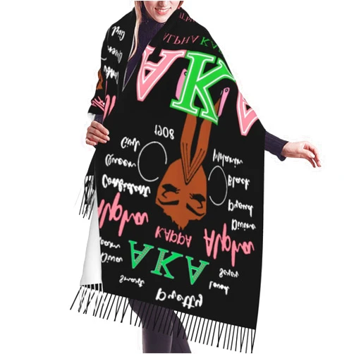 FRANTOFIT AKA Scarf Sorority Gifts For Women Shawl Cashmere Long Large Warm With Tassel