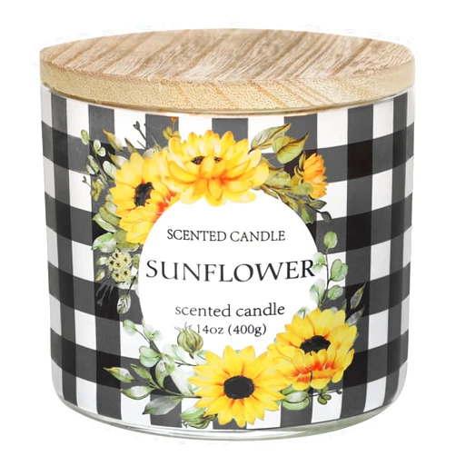 Maracco Sunflower Candle Sunflower Scented Candle 3 Wicks Large Candle, 14 oz