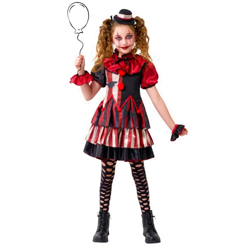 Spooktacular Creations Girls Scary Clown Costume, Kids Halloween Costume, Twisted Clown Dress for Girls