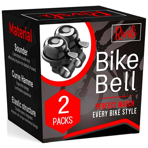 Rivsli Bike Bell, 2 Pack Classic Bicycle Bell Loud Crisp Clear Sound Bicycle Bike Bell, City Bike, BMX Bike, Sports Bike Bell for Adults Kids, Right Hand/Left Hand Use (Black)
