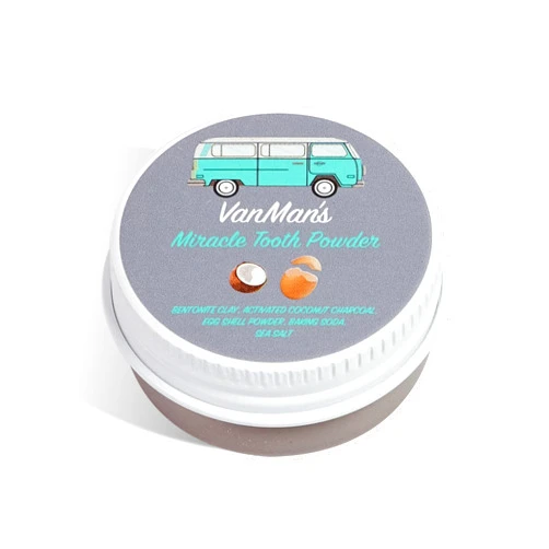 The VanMan Company Vanman's - Tiny Miracle Eggshell Tooth Powder - Fluoride-Free Whitening with Coconut Charcoal & Eggshell Powder - Remineralizing - 0.25 oz
