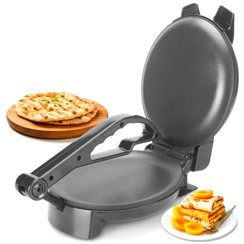 FineMade Compact Roti Maker, 8'' Electric Tortilla Maker Machine, Maquina Para Hacer Tortillas, Electric Tortilla Press, Prensa Para Tortillas, Crepe Maker, Recipe Included, Black