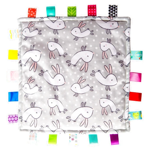 Mary Meyer Taggies Lovey for Baby Security Blankets Original Comfy Blanket with Sensory Tags, 12 x 12-Inches, Bunnies