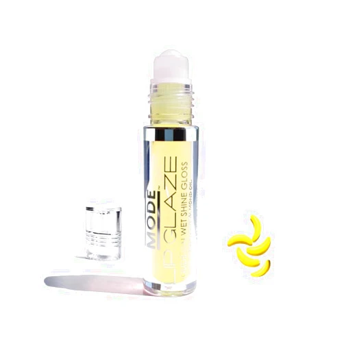 Mode Cosmetics MODE Lip Glaze Flavored Lip Gloss BANANA CANDY Delicious Yummy Flavor, Roll On Sweet Wet Nourishing Shine, Hydrating Natural Skincare Fruit Oils, Made in NY USA