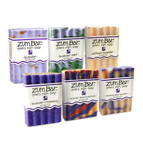 Zum Bar Goat's Milk Soap - Lavender Blends - Lavender, Lavender-Rosemary, Lavender-Mint, Oatmeal-Lavender, Frankincense-Lavender, Lavender-Lemon & Patchouli - 3 oz (6 Pack)