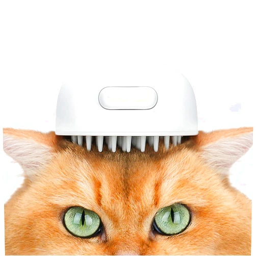 aumuca Silicone Cat Brush for Massage, Soft Cat Brushes for Indoor Cats, Jellyfish Cat Hair Brush Cat Comb with Release Button, Cat Grooming Brush for Short to Medium Haired Cats, Dogs, Rabbits, White