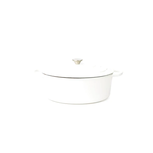 Larder & Vine Enameled Cast Iron Dutch Oven with Lid - Oversized Handles, Dome Lid, Dutch Oven for Sourdough Bread Making, 8QT/7.5L - (White)