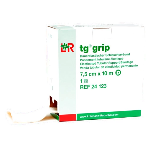 Lohmann & Rauscher Tg Grip, Size D, 7.5cm x 10m, Elasticated Tubular Compression Bandage for Light & Comfortable Support, Sleeve for Sprains, Strains, Soft Tissue Injuries, Skin Friendly Stockinette