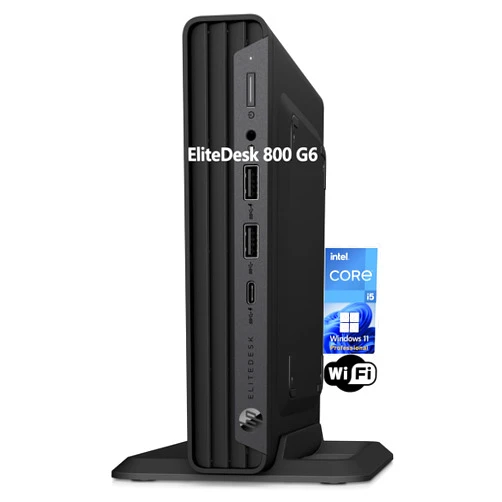 HP EliteDesk 800 G6 Business Mini PC Desktop Computer, Intel Hexa-Core i5-10400 (Beat i7-8700), 16GB DDR4 RAM, 512GB PCIe SSD, WiFi, Bluetooth, Type-C, Keyboard & Mouse, Windows 11 Pro, Tilsiy Cable